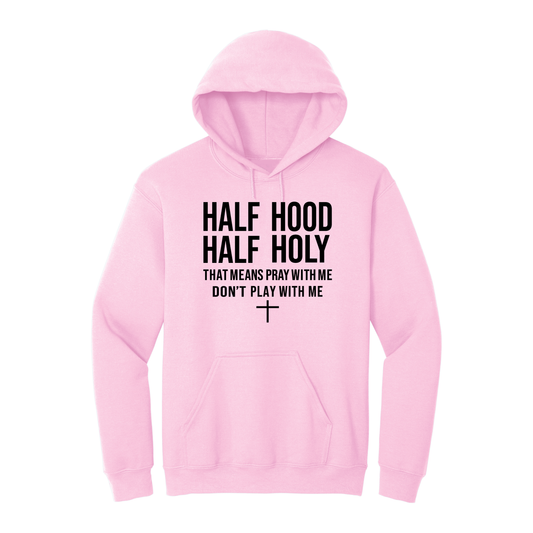 Half Hood Half Holly Hoodie- Pink/Black UNISEX