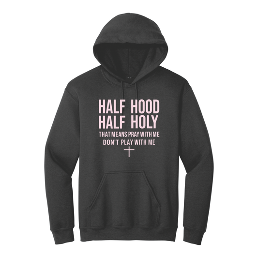 Half Hood Half Holly Hoodie- Black/Pink UNISEX